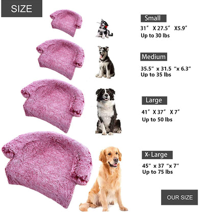 Panier apaisant pour chiens et chats, tapis moelleux en peluche pour protection de meubles avec doublure imperméable, housse amovible et lavable pour chiens et chats de grande, moyenne et petite taille (vin rouge, XL)