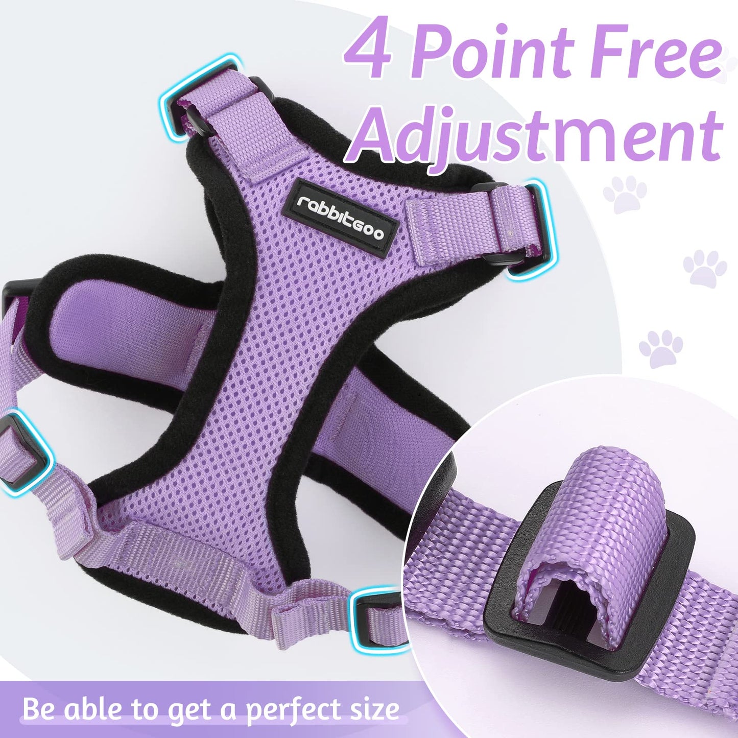 rabbitgoo Cat Harness and Leash for Walking, Escape Proof Soft Adjustable Vest Harnesses for Small Medium Cats, Easy Control Breathable Reflective Strips Jacket, XXS, Light Purple