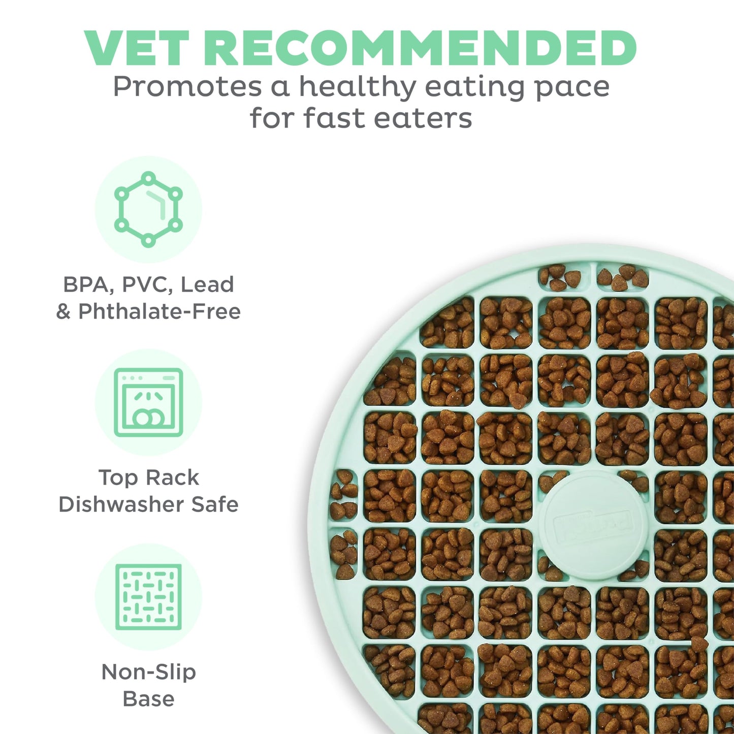 Outward Hound Fun Feeder Slo Tray Slow Feeder Dog Bowl for French Bulldogs and Other Brachycephalic or Flat-Faced Breeds, Medium, 1.5 Cups, Mint Green