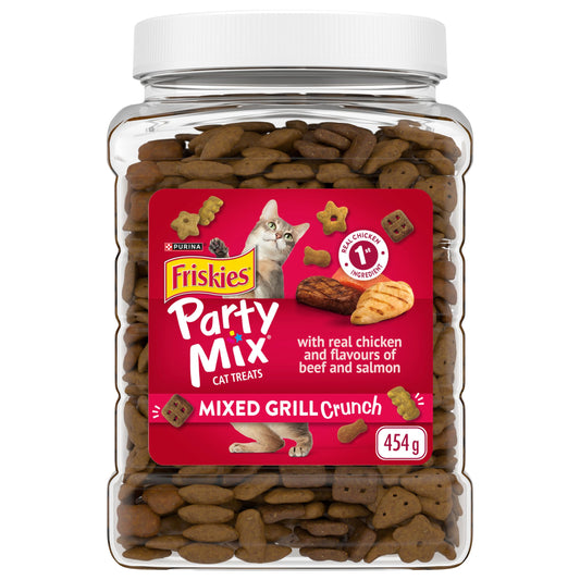Friandises pour chats Friskies Party Mix, croustillantes et croustillantes au vrai poulet - Boîte de 454 g (1 paquet)