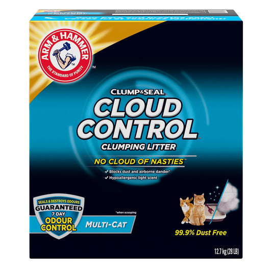 Litière pour chat Arm &amp; Hammer Clump &amp; Seal Cloud Control Clay, multi-chats, 12,7 kg, 7 jours de contrôle des odeurs, sans poussière, litière agglomérante (lot de 1)