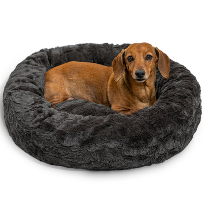 Best Friends by Sheri Le panier apaisant original pour chien et chat en fourrure luxueuse, gris foncé vison, petit, 23 x 23