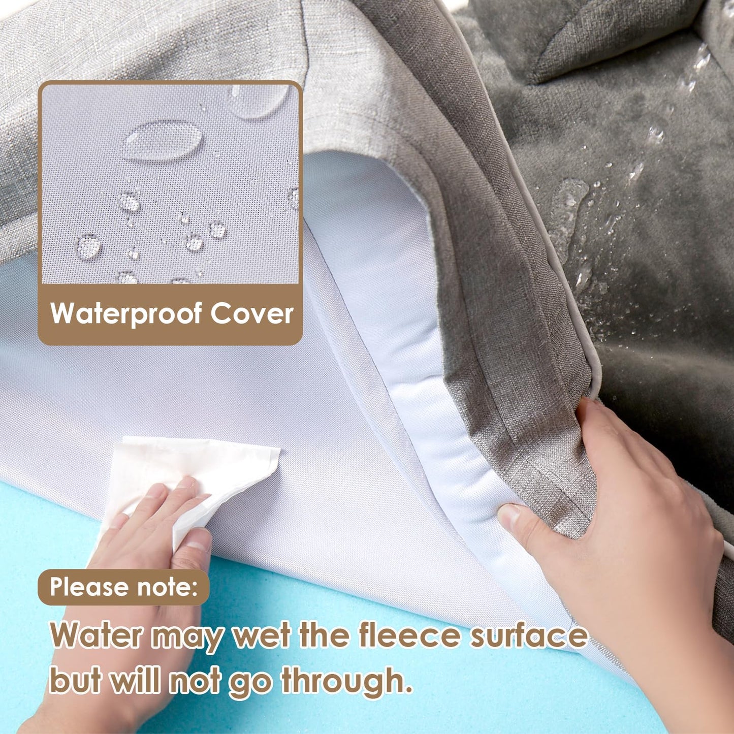 Panier orthopédique en mousse à mémoire de forme EHEYCIGA pour chien de taille moyenne, avec côtés, doublure imperméable, fond antidérapant et housse amovible lavable.