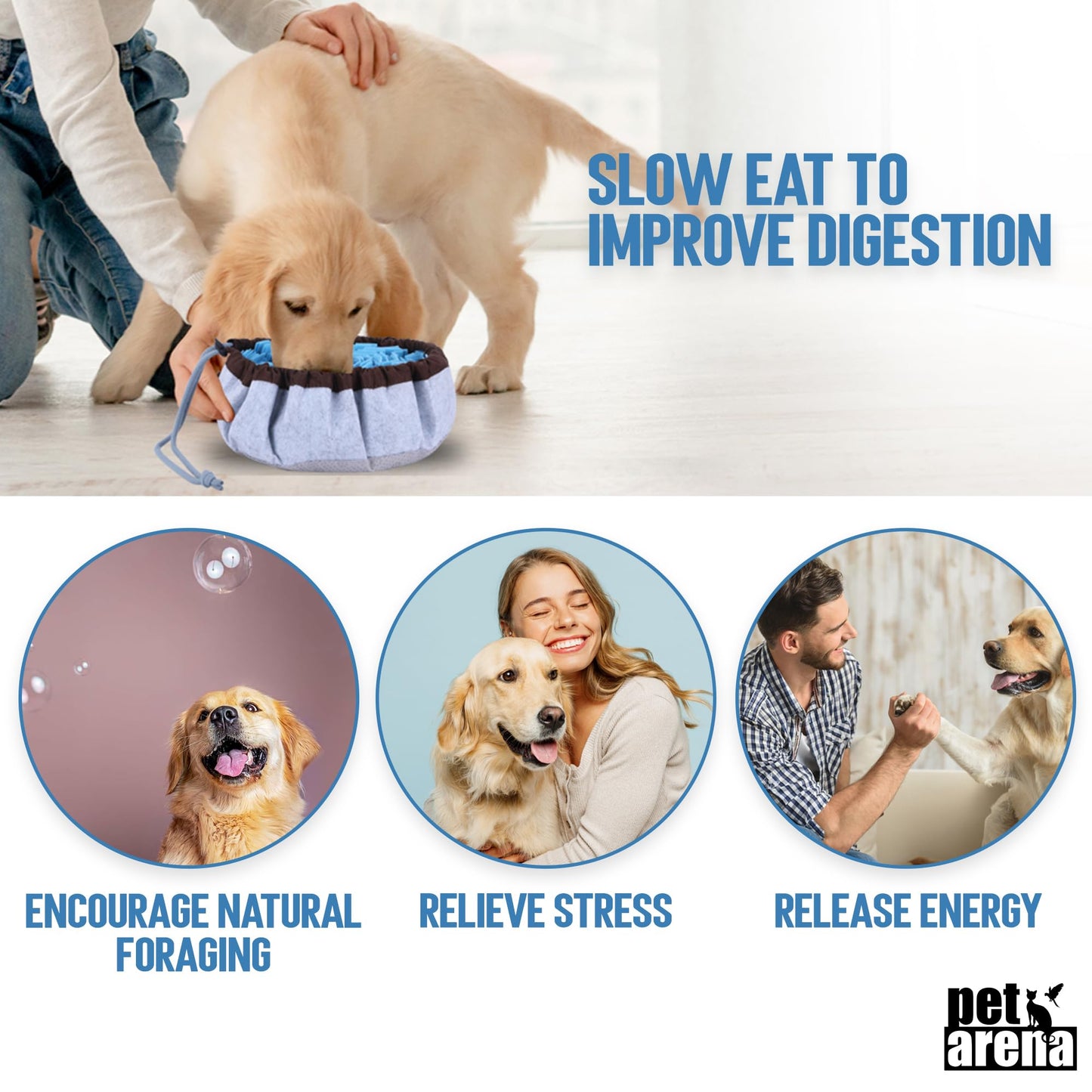 PET ARENA Adjustable Snuffle mat for Dogs, Dog Puzzle Toys, Enrichment Pet Foraging mat for Smell Training and Slow Eating, Stress Relief Interactive Dog Toy for Feeding, Dog Mental Stimulation Toys