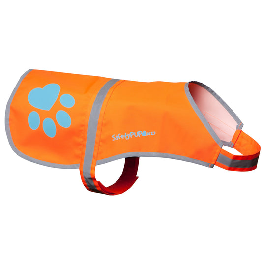 SafetyPUP XD Dog Reflective Vest. Blaze Orange Hi Vis Dog Vest Protects Dogs from Cars & Hunting Accidents (XL)