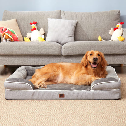 Panier orthopédique en mousse à mémoire de forme EHEYCIGA pour chien de taille moyenne, avec côtés, doublure imperméable, fond antidérapant et housse amovible lavable.