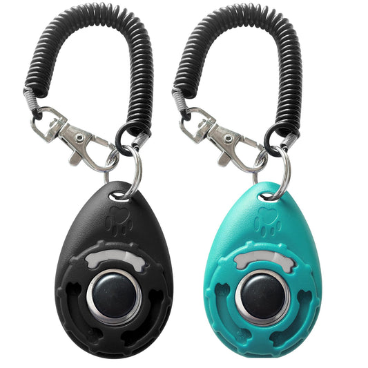 Clicker de dressage HoAoOo pour animaux de compagnie avec dragonne – Clickers de dressage pour chiens (nouveau noir et bleu)