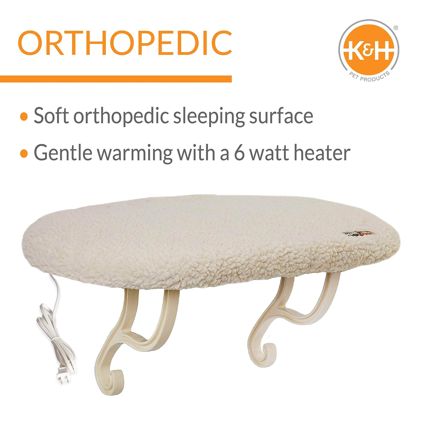 K&H Pet Products Heated Cat Window Perch - Thermo-Kitty Sill with Washable Fleece Cushion Bed Cover - Sturdy Warming Cat Hammock Holds 40LBS - Window Bed Seat for Indoor Cats