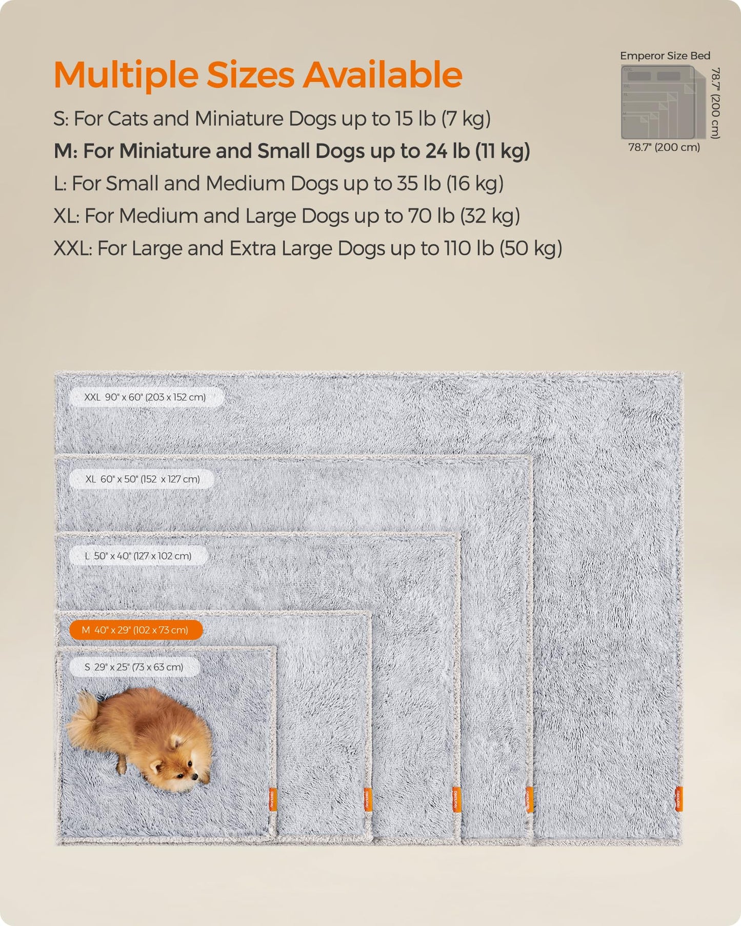 Couverture imperméable pour chien Feandrea, longue couverture en peluche pour chiens miniatures et petits, chats, 101 x 74 cm, M, polaire Sherpa, double face, réversible, gris ombré UPPB004G01