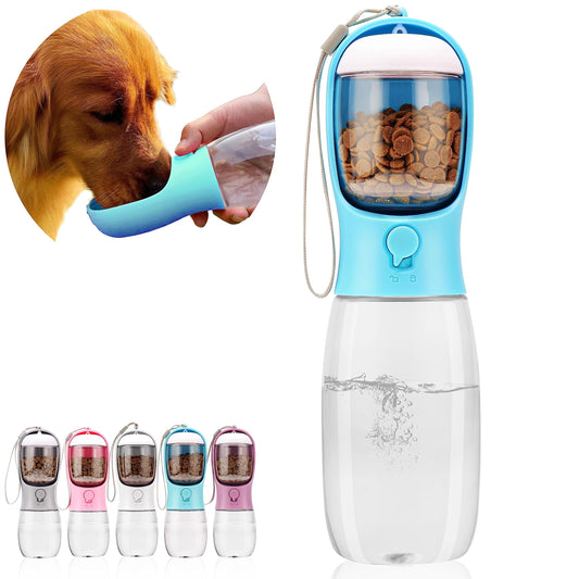 Bouteille d'eau portable pour chien AVELORA avec récipient pour nourriture, distributeur d'eau portable pour chat, lapin, chiot et autres animaux de compagnie pour la marche, la randonnée et les voyages (19 oz)