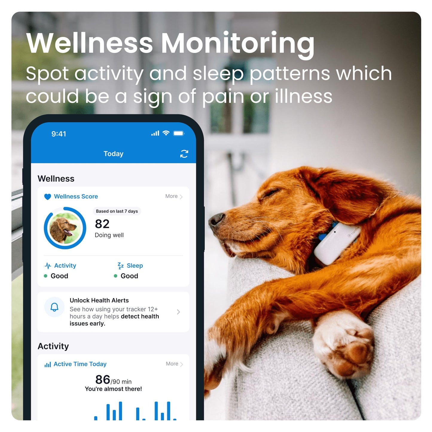 Tractive GPS Pet Tracker for Dogs - Waterproof, GPS Location & Smart Pet Activity Tracker, Unlimited Range, Works with Any Collar (White)