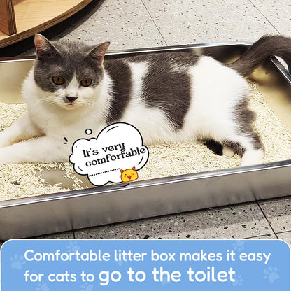 LIHONG Stainless Steel Cat Litter Box,Large Metal Litter Box for Small Cats Hamster Rabbits,No Smell,Non Stick,Easy to Clean(23.5 Lx15.5 Wx4 H,L)
