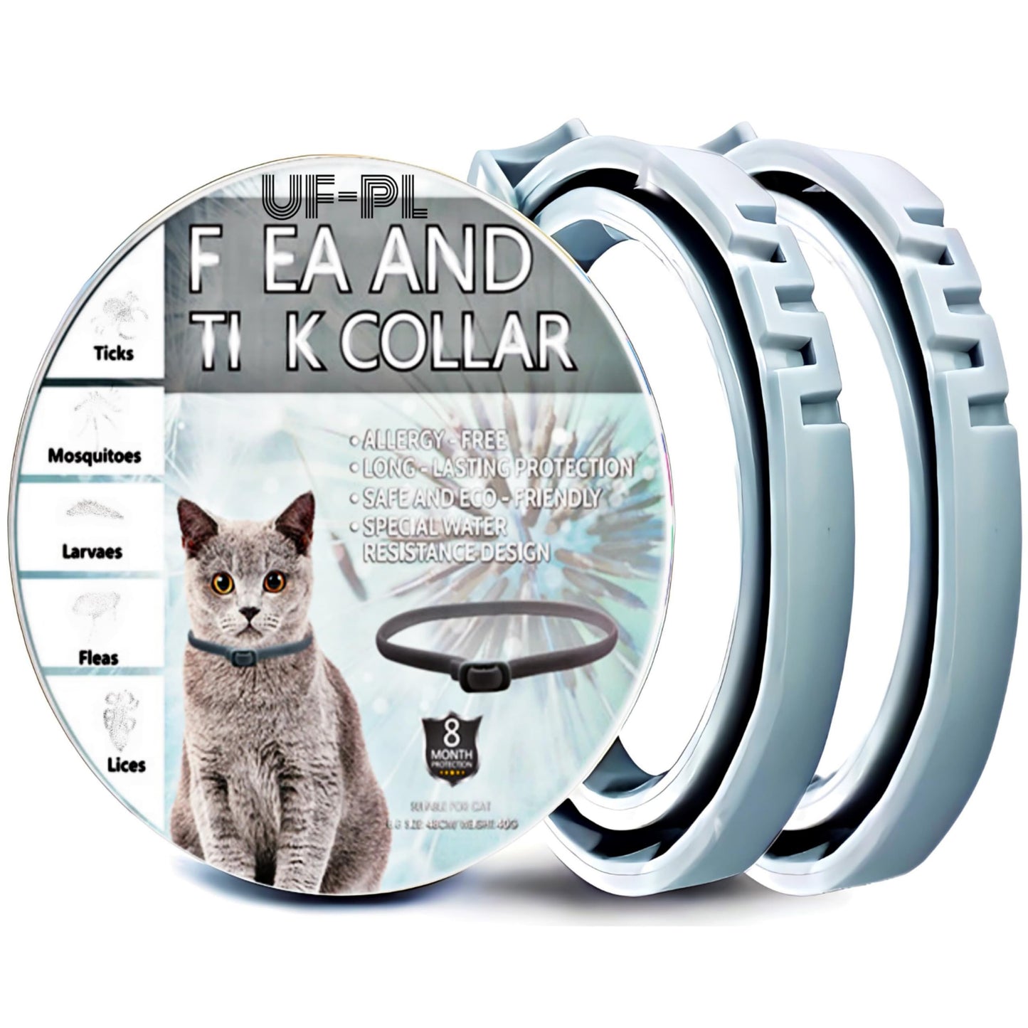 UF-PL 8 Month Cat Collar - Collar for All Cat Breeds and Sizes - Adjustable,Safe,Durable & Effective Collar for Cat 13 Inches-Long Lasting,Flexible,Portable & Waterproof Collar for Cats