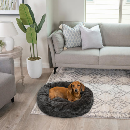 Best Friends by Sheri Le panier apaisant original pour chien et chat en fourrure luxueuse, gris foncé vison, petit, 23 x 23