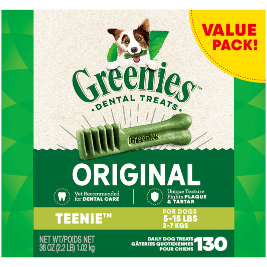 Friandises pour chiens adultes GREENIES Original TEENIE Soins dentaires naturels (130 friandises), paquet de 36 oz