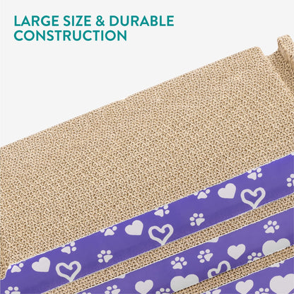 Navaris 3-in-1 Cat Scratcher - Triangle Design Cardboard Cat Scratchers - Easy Assembly Board House for Cats - Large Multi-Sided Scratch Pad, Mat Bed - 44.5cm