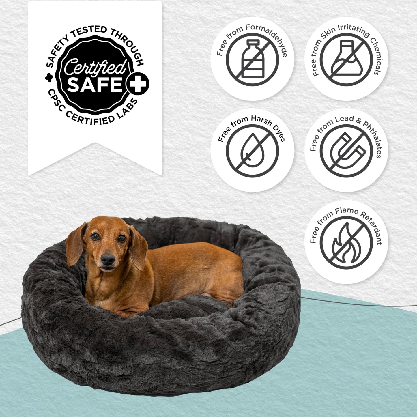 Best Friends by Sheri Le panier apaisant original pour chien et chat en fourrure luxueuse, gris foncé vison, petit, 23 x 23